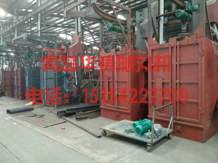 Q378吊鉤式拋丸機，Q378打砂機生產(chǎn)現(xiàn)場圖